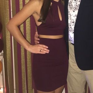 Burgundy two piece Lulus dress small